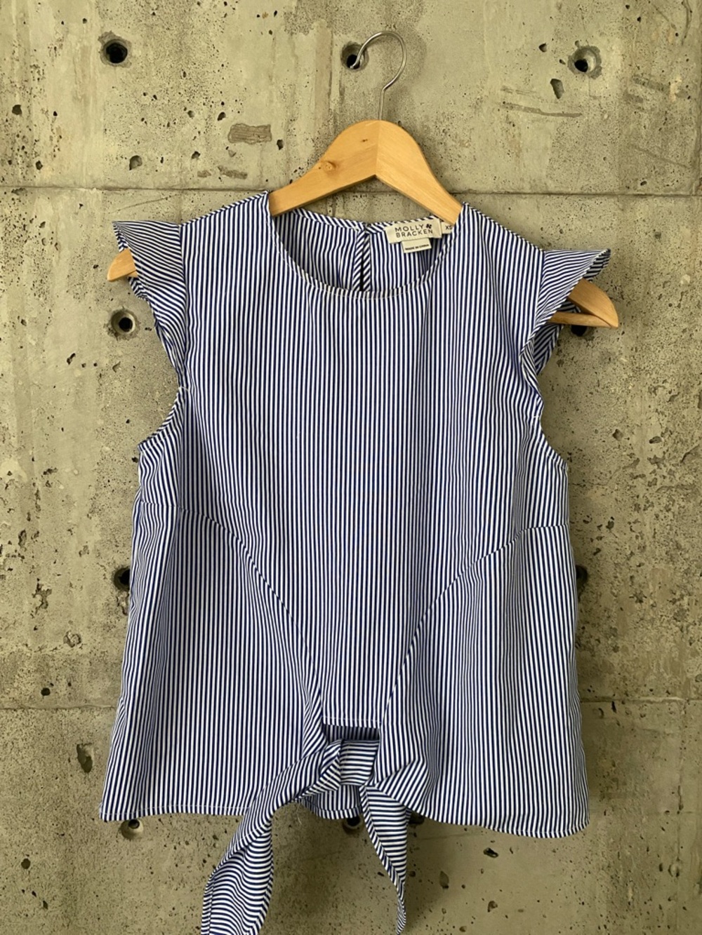 Molly Bracken Blue and White Striped Tie-Front Camisole